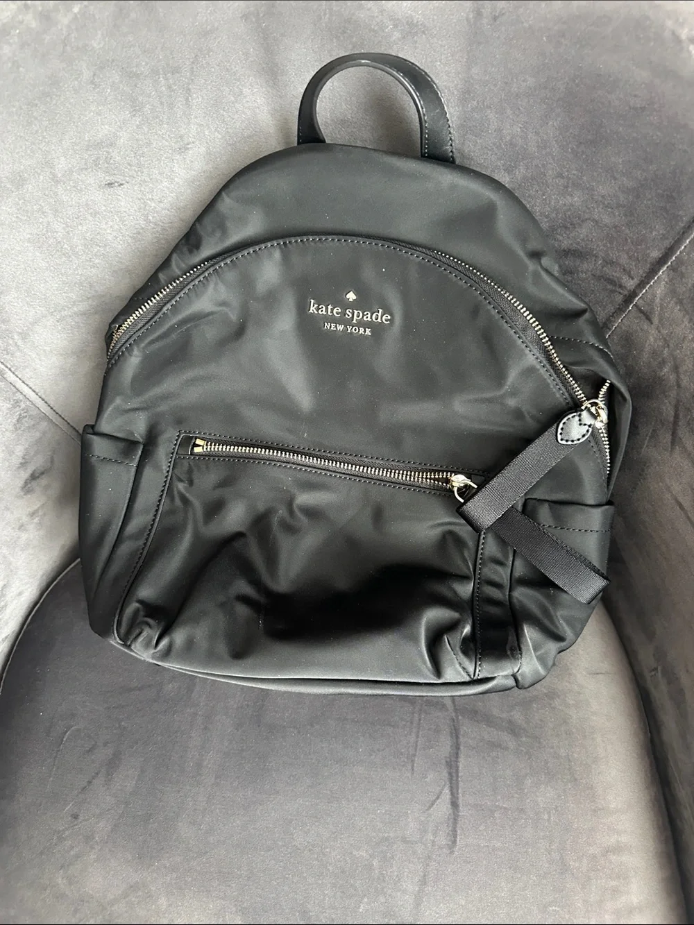 kate spade Black Nylon Mini Backpack with Front Zip Pocket
